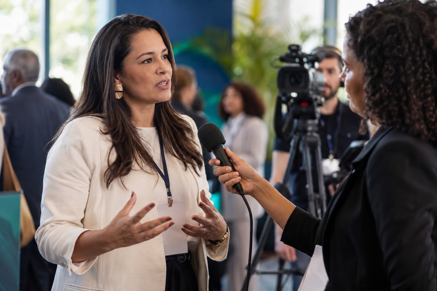 Entrevistas na sala de imprensa